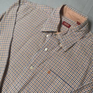 IZOD Shirt Mens Large Red Plaid Flannel Button Down Collar Long Sleeve
